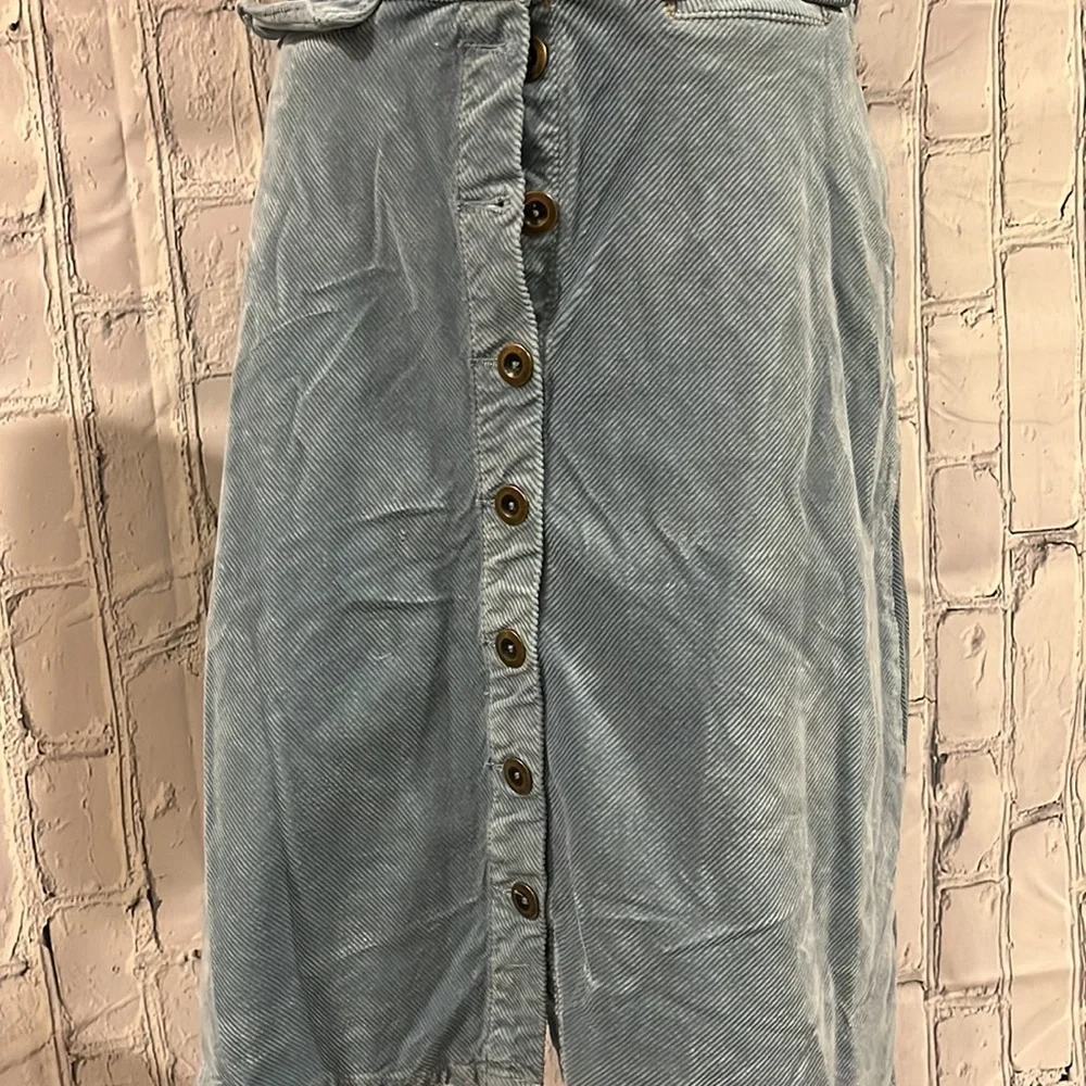 Anthropologie corduroy a-line skirt blue size M IT HAS POCKETS - Picture 2 of 7